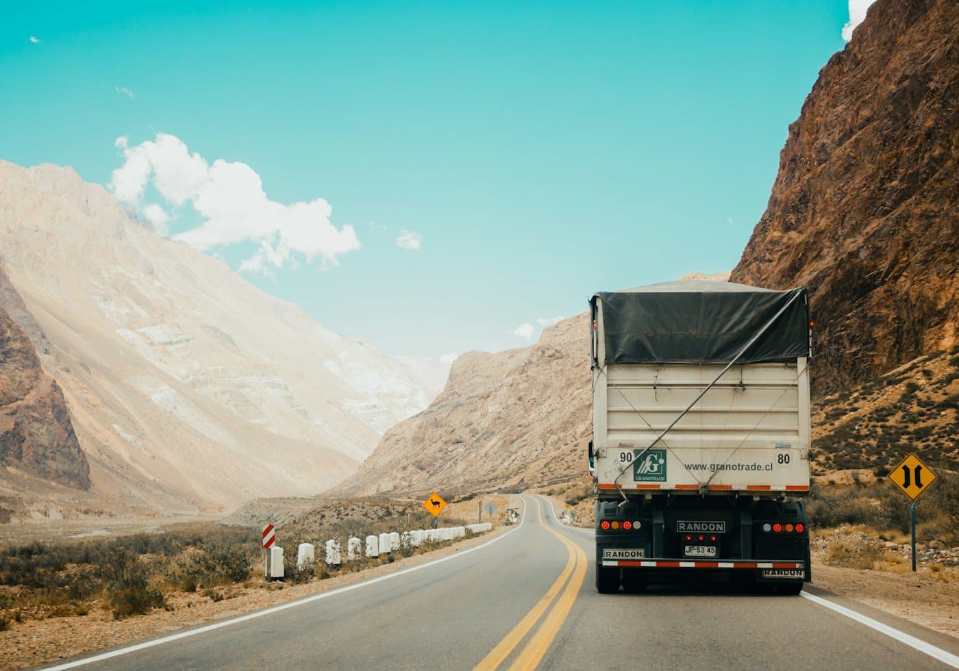 Cargo truck en route from Ambala through Himalayan foothills towards Shimla